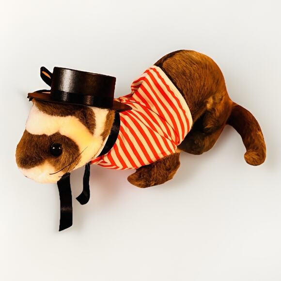 Pokey Colonial Navy Mascot Ferretworld Plush 1980s Ferret Toy Vintage Hat Outfit - Picture 1 of 8